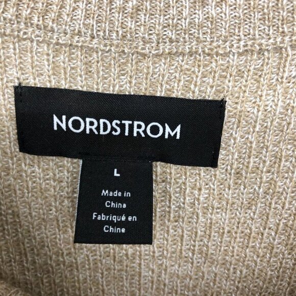 Nordstrom Beige Knitted Crew Neck  Long Sleeve Recycled thread Sweater size L - Picture 3 of 14